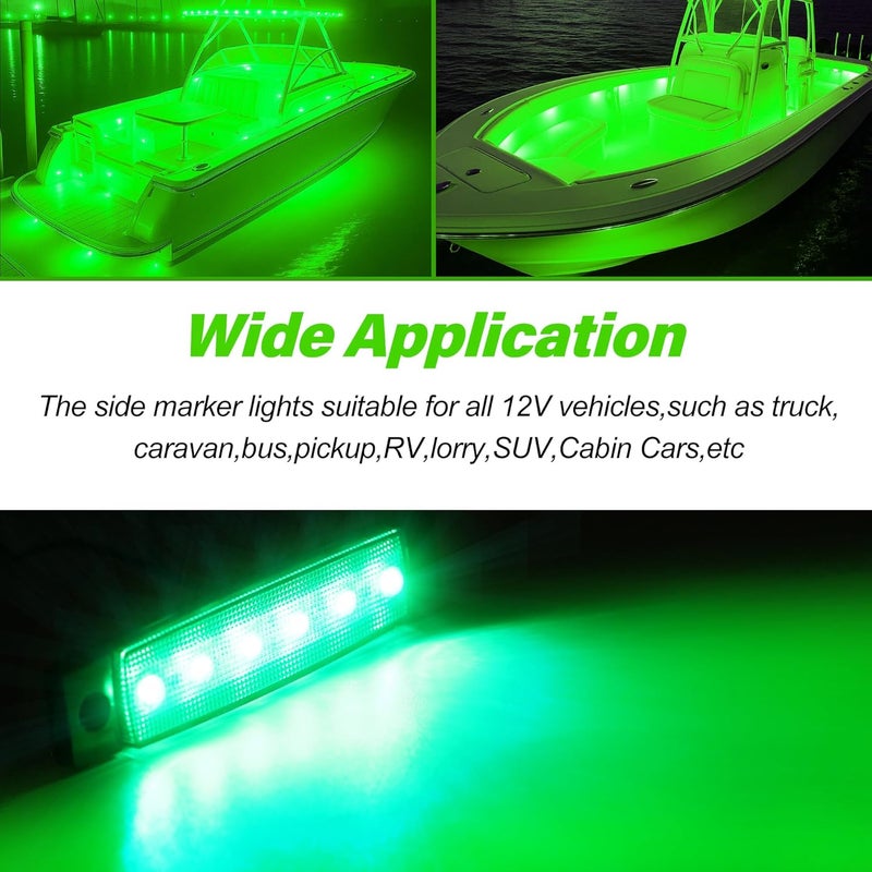 AOXLFU 10pcs Green 12V 6LED Trailer Side Marker Indicator Lights 3.8" Waterproof Front Rear Signal Side Clearance Marker Light for Trailer Truck Front Rear Van Pickup Rv Camper Boat… - Image 4
